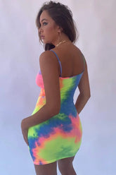 Colorful tie dye dress in medium size featuring a vibrant pattern.